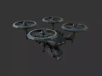 SciFi Police Drone Low-poly PBR game  model Low-poly 3D model