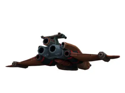 Combat spaceships Low-poly 3D model