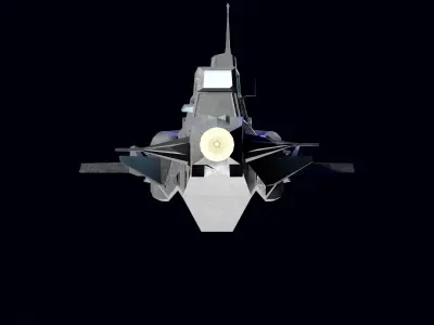 Large Spaceship Low poly 3D model Blender Free 3D model
