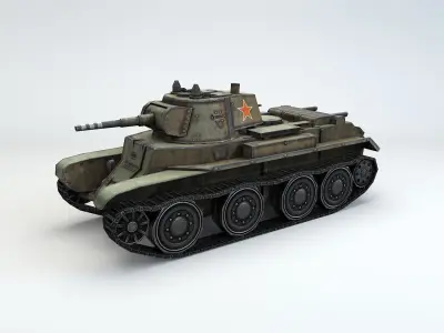 Low Poly BT-7 light cavalry tank Low-poly 3D model