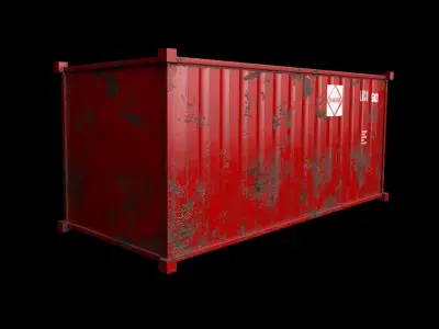 Container-red PBR shipping container Low-poly 3D model