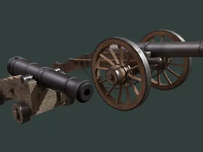 Cannon two cannons 3D Model Pack