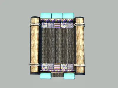 Raft - Low poly bed frame for minecraft Low-poly 3D model