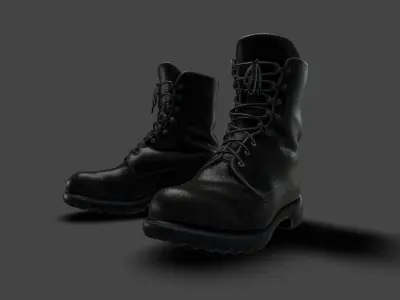 SHOE-001 Black Boots Low-poly 3D model
