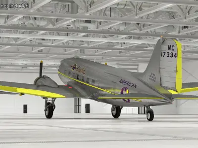  Vintage Propeller Aircraft Douglas DC-3 Rigged for Maya 