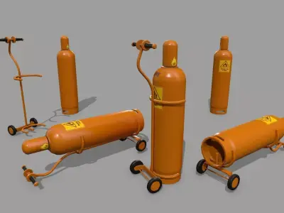 gas cylinder Low-poly 3D model 9