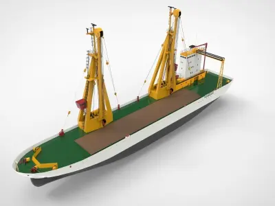 Cargo ship with loader 3D model