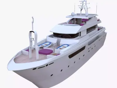 Realistic Yacht Collection 3D Models Quad PBR Game Ready Pack