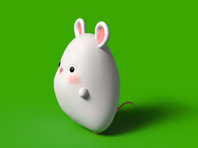 Cute little fat mouse character 3D model