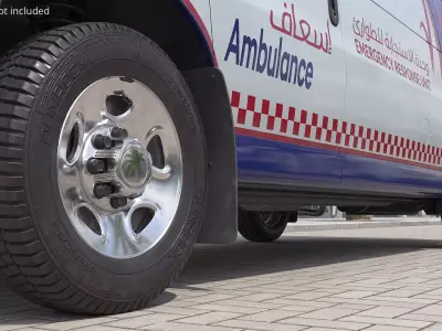 Truck Tire with Steel Wheel Rim Silver 3D model