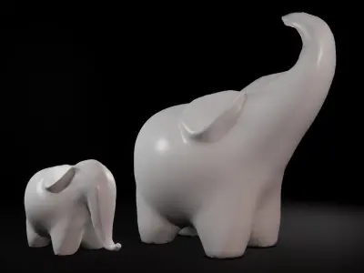 low poly Elephant sculpture 3D model