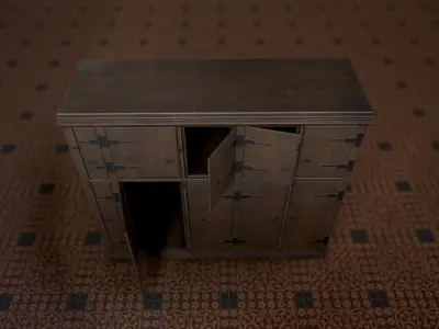 Authentic Replica Medieval Cabinet Low-poly 3D model