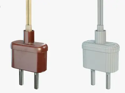 Vintage Electrical Plug Type C Low-poly 3D model