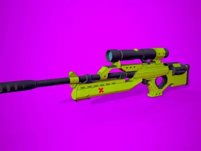 VC32 LOWPOLY fortnite sniper rifle Low-poly 3D model