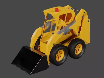 Skid-Steer Loader - Medium Poly 3D Model Low-poly 3D model