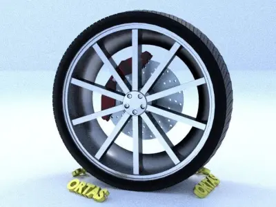 ORTAS CAR RIM 6 GAME READY RIM TIRE AND DISC 3D model
