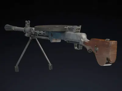  Degtyaryov machine gun Low Poly Low-poly 3D model