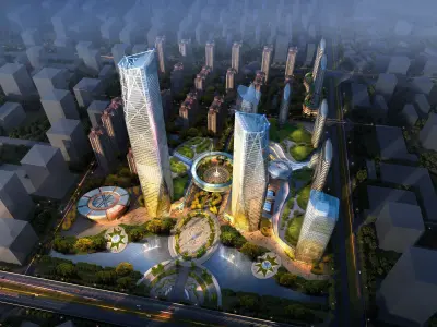 3Dmax fashion city commercial square building 90 3D model