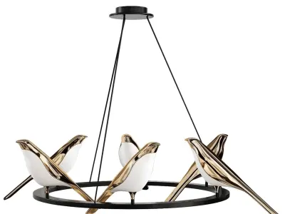 Italian Designer Bird Lamp Led handelier Light 3D model