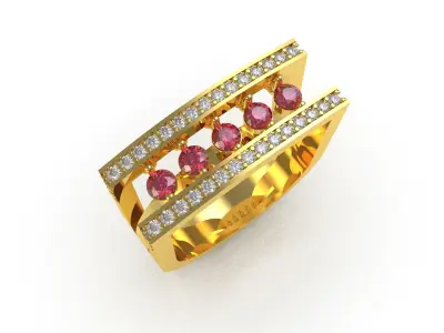 Antique Movable Diamond Wedding Ring 3D print model