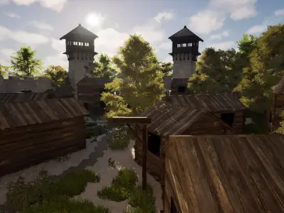 Fortified Island Settlement 3D model purchase