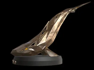 Steampunk Blue Whale Low-poly 3D model