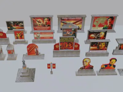 Soviet Sci-Fi Propaganda pack II Low-poly 3D model