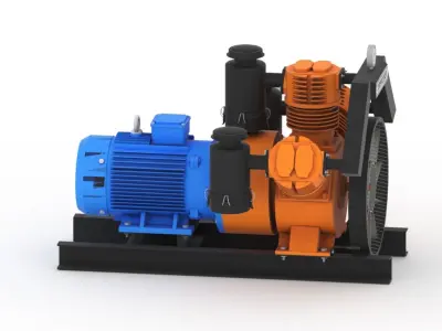 Realistic air compressor HQ model Low-poly 3D model