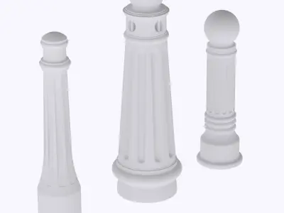 Set of 3 urban bollard 1 train model  3D print model
