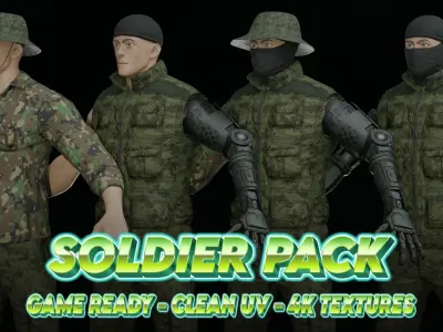 military soldier Low-poly 3D model