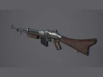 World War II - Browning wz 1928 - PBR and Game Ready Low-poly 3D model