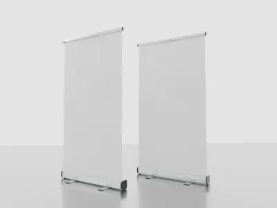  Banner Roll-up Stand Low-poly 3D model