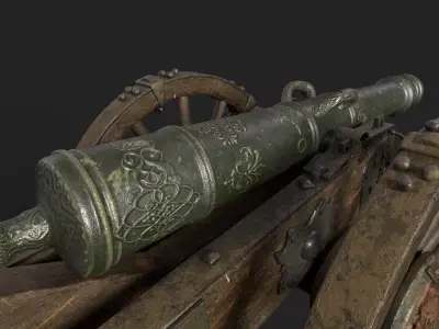 Ancient Cannon Low-poly 3D model