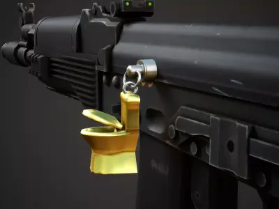 Golden Toilet Weapon Charm - Low Poly Game Ready Low-poly 3D model