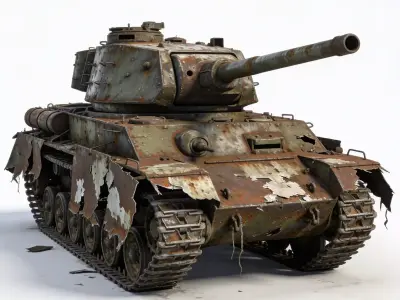 Rusted  Abandoned Heavy Tank 3D Model Low-poly 3D model