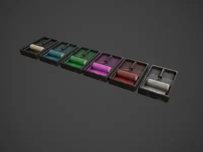 Paint Roller and Tray - Color Variations Low-poly 3D model