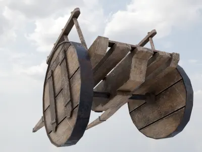 Wagon Wooden Cart Low-poly 3D model purchase