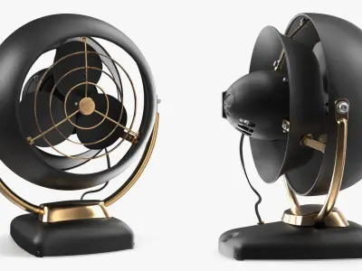 Vintage Desk Fan Black Gold 3D model