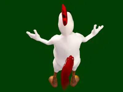 Toon Rooster with Animation 3D model