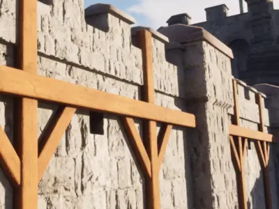 Medieval Castle Walls Free low-poly 3D model