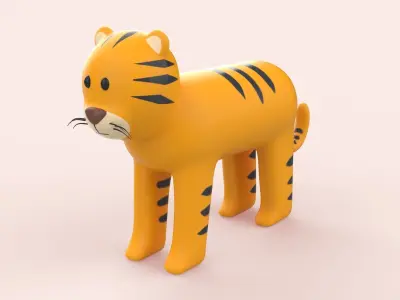 Cartoon Tiger Animal Style Cute Low-poly 3D model