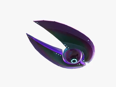 Alien Spaceship UFO I04 Purple Blue - Sci Fi Spacecraft Design Low-poly 3D model