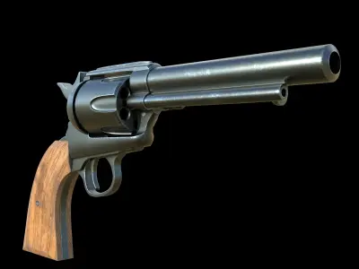 revolver Low-poly 3D model 7