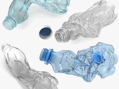 Crushed Empty Plastic Bottles Collection 3D model