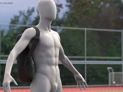 Ergonomic Padel Racket Sling Bag on Mannequin Black 3D model