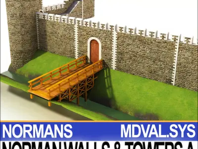 Medieval Norman Walls And Towers Blocks A  3D model