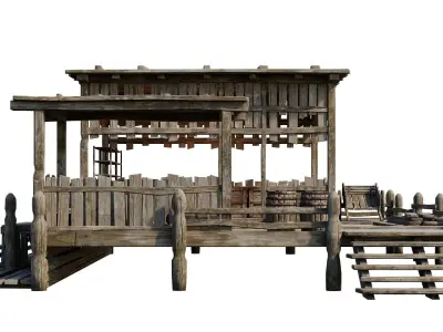 Old Wooden Storage Building 4K Textures GameReady 81 Low-poly 3D model