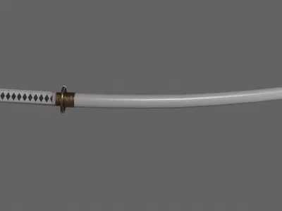 PBR Katana Japanese Sword White V2 Low-poly 3D model