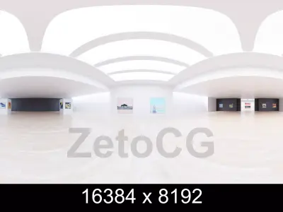 HDRI - Art Museum Gallery Interior 6 - 16384x8192 Texture