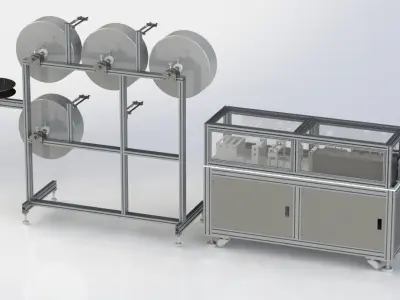 MASK MACHINE - DISPOSABLE MASK BODIES PRODUCTION 150 PCS MINUTE 3D model